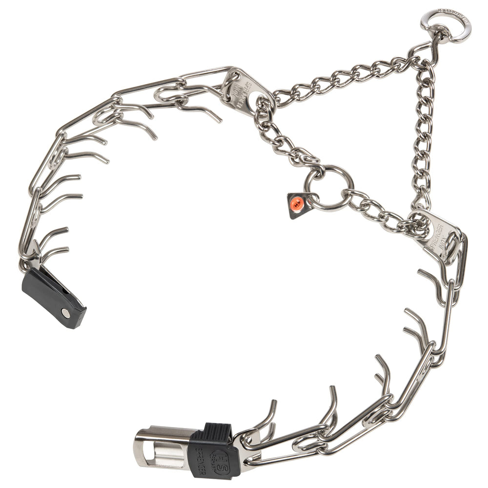 Herm Sprenger swivel ring close-up highlighting tangle-free movement for smoother leash action.