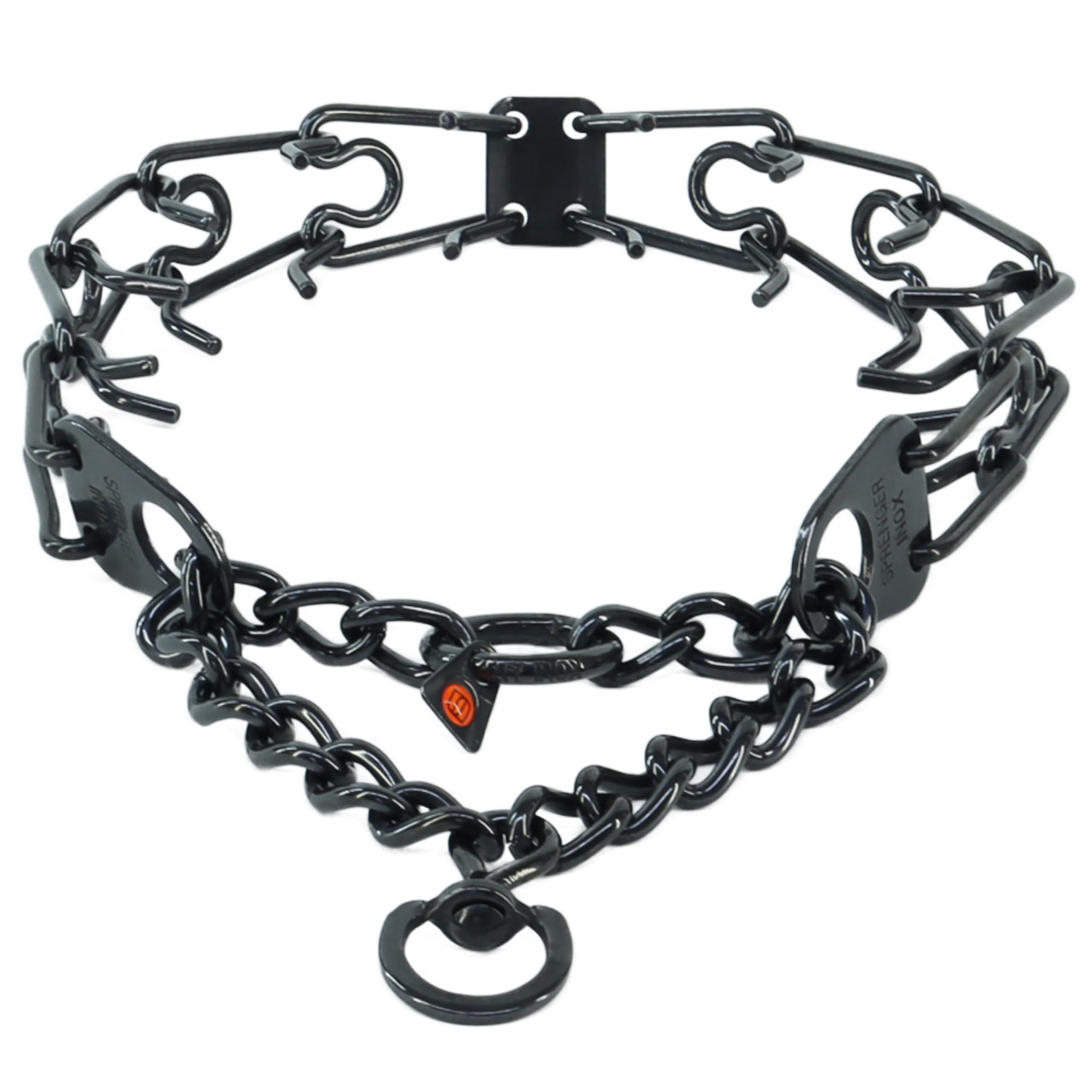 Herm Sprenger Ultra-Plus prong collar black close-up highlights durable stainless steel for training