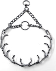 Herm Sprenger Ultra-Plus prong collar closeup shows durable chrome-plated steel.