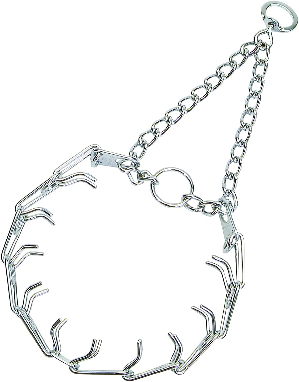 Herm Sprenger Ultra-Plus prong collar front view shows secure fit for training