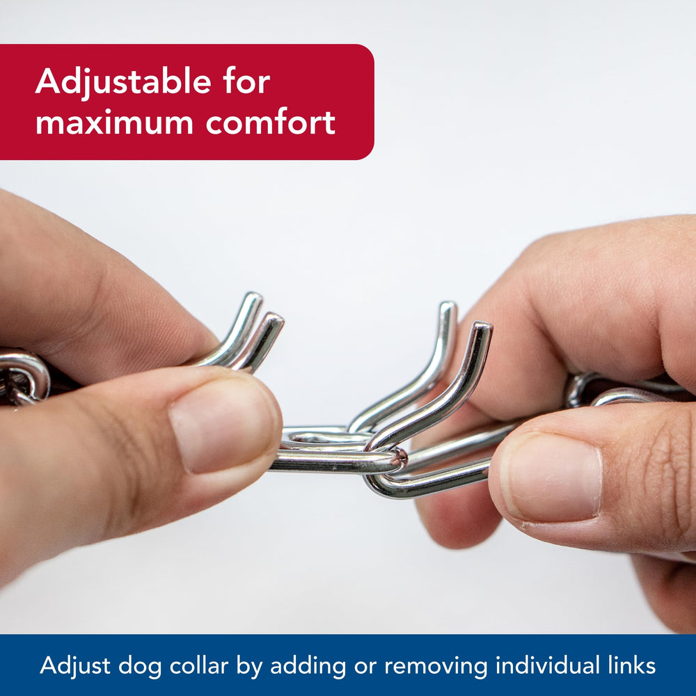 Herm Sprenger Ultra-Plus prong dog training collar chrome adjustment links demonstration for precise sizing