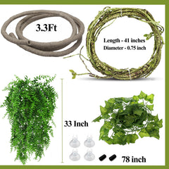 HERCOCCI reptile vines brown vines 3.3 ft adds realistic climbing paths.