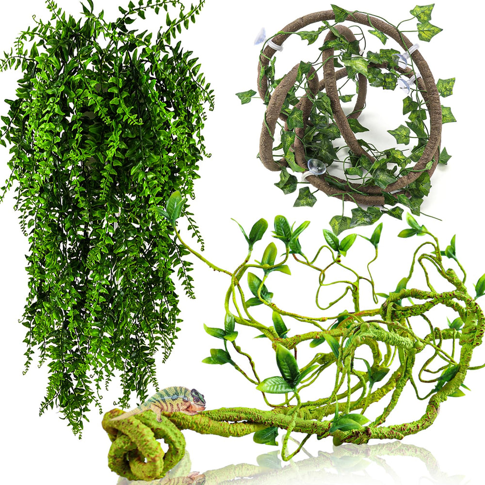 HERCOCCI reptile vines green vines setup with a natural look for terrariums, enrichment.