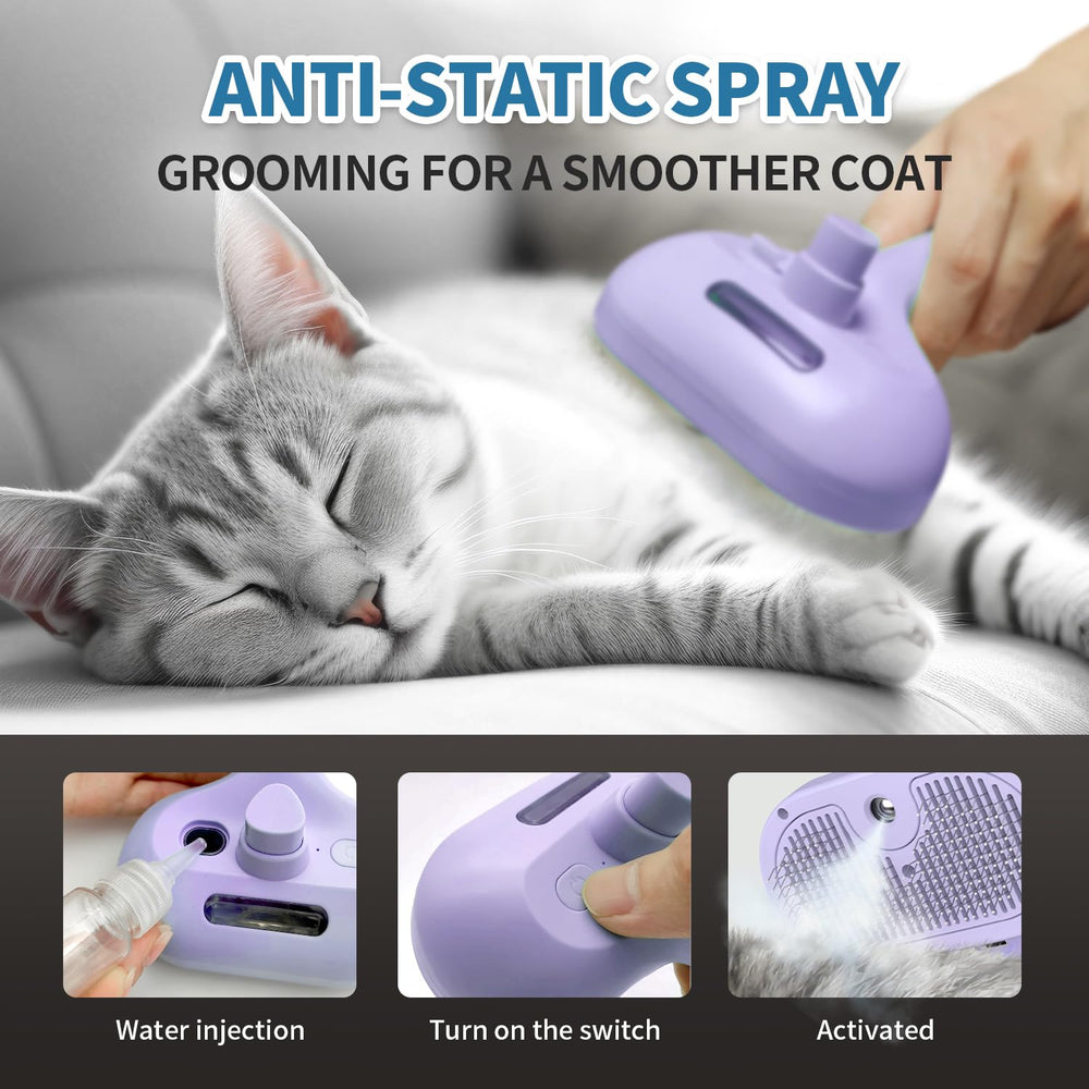 HeroKitty dog brush steam durable design with rounded massage rings protects pet skin.