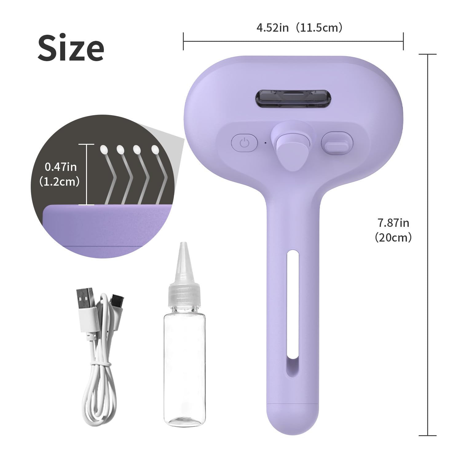 HeroKitty dog brush steam portable kit highlights low battery indicator for ready grooming.