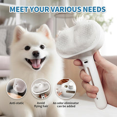 HeroKitty Dog Brush steam side-view highlights comfortable, thorough grooming with even spray distribution.