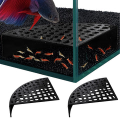 HERPDEN 2-pack black shrimp hides provide stable shelter for small shrimp and breeding safety.