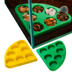 HERPDEN 2pcs hermit crab food bowl corner setup for organized tank feeding.