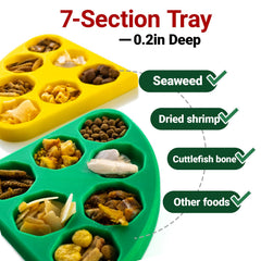 HERPDEN 7-compartment food tray showcases separate sections for varied snacks.