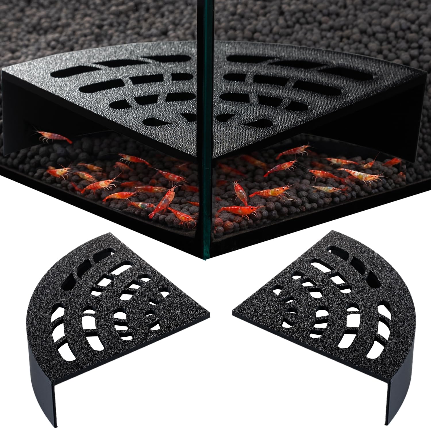HERPDEN Shrimp Cave 2-Pack corner-fit for space-saving aquarium decor.