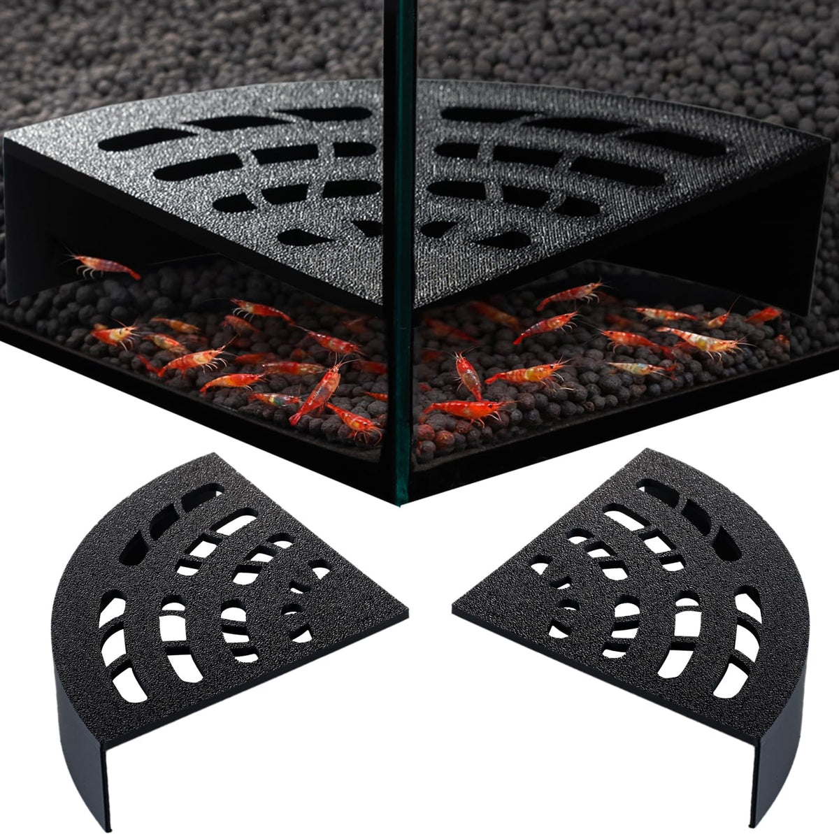 HERPDEN Shrimp Cave 2-Pack corner-fit for space-saving aquarium decor.