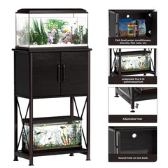 Herture fish-tank-stand-cabinet shows smooth-door storage for supplies.