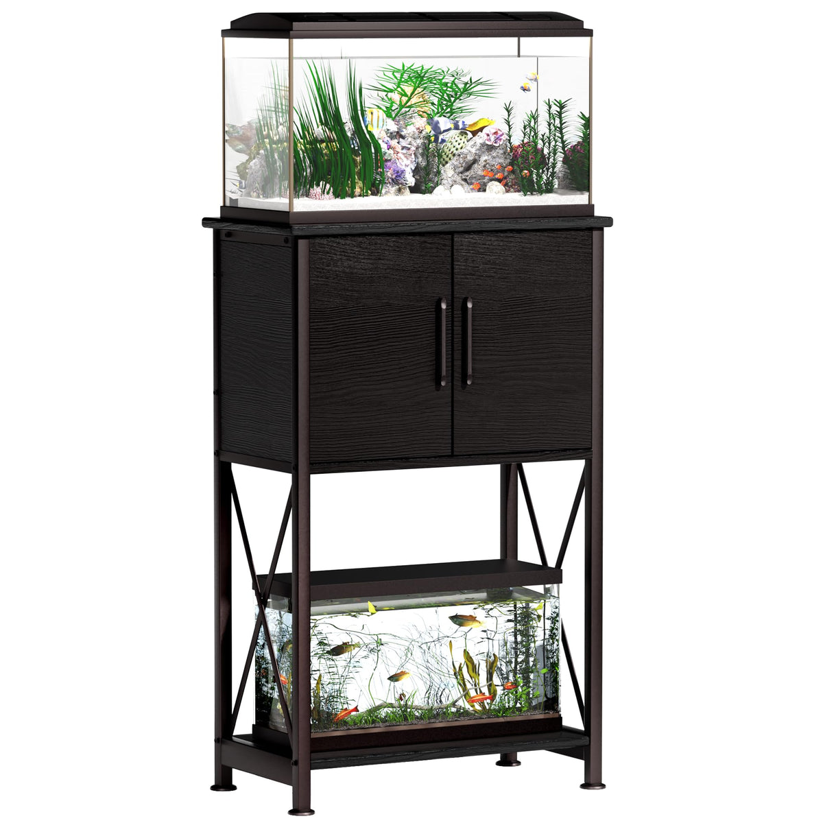 Herture fish-tank-stand-top-desktop supports 5-10 gallon tanks with sturdy stability.