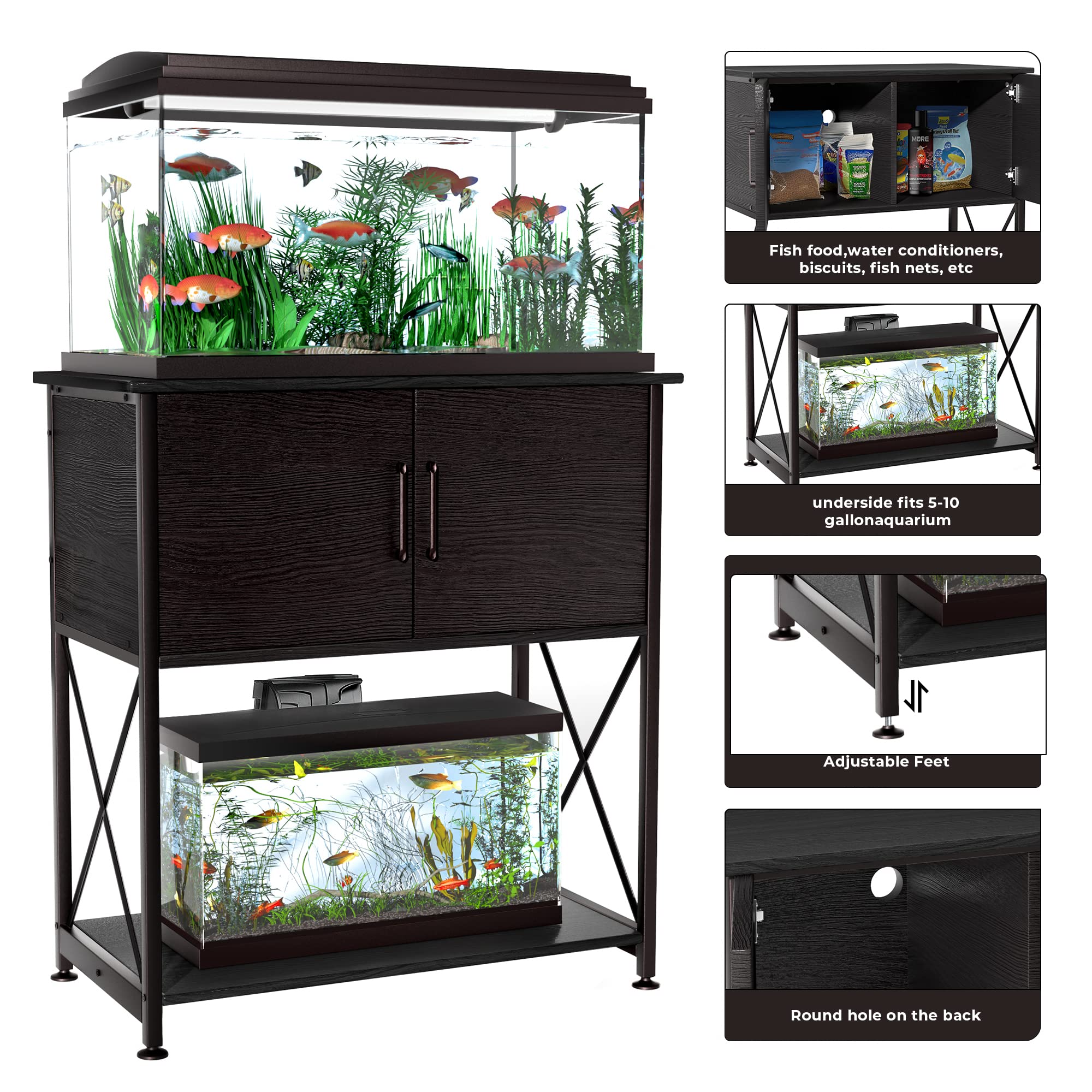 Herture stand in black modern finish complements decor