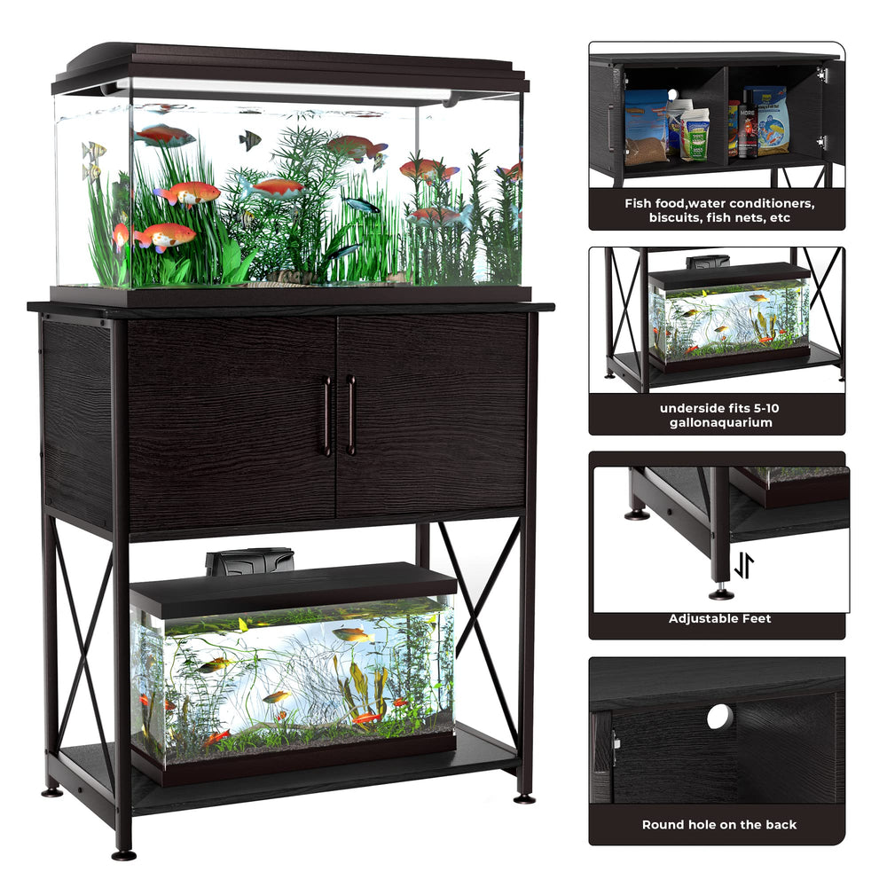 Herture stand in black modern finish complements decor