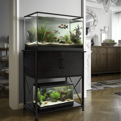 Herture aquarium stand with cabinet storage keeps supplies neatly organized