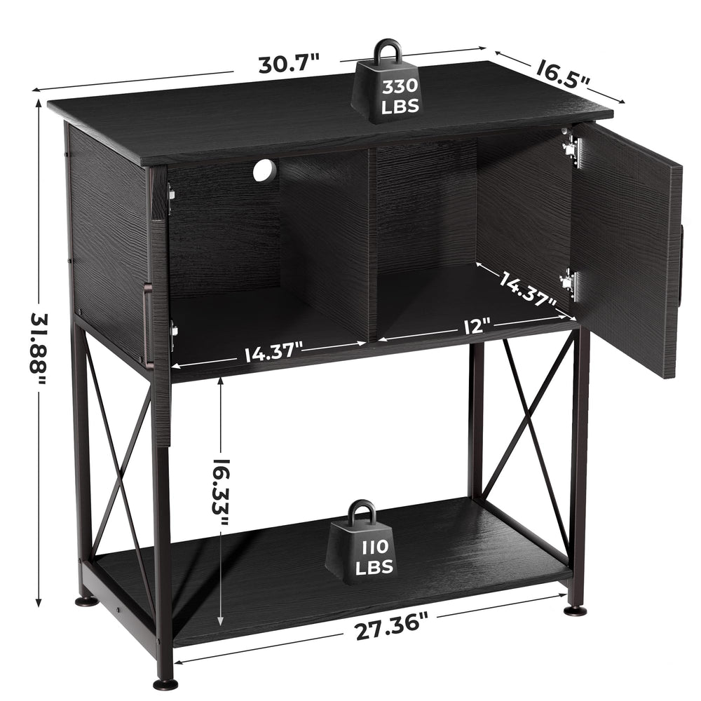 Herture stand supports up to 330 lbs top and 110 lbs bottom
