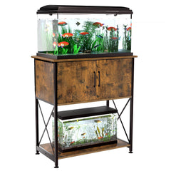 Herture aquarium stand front view shows sturdy steel frame supporting 330 lbs capacity