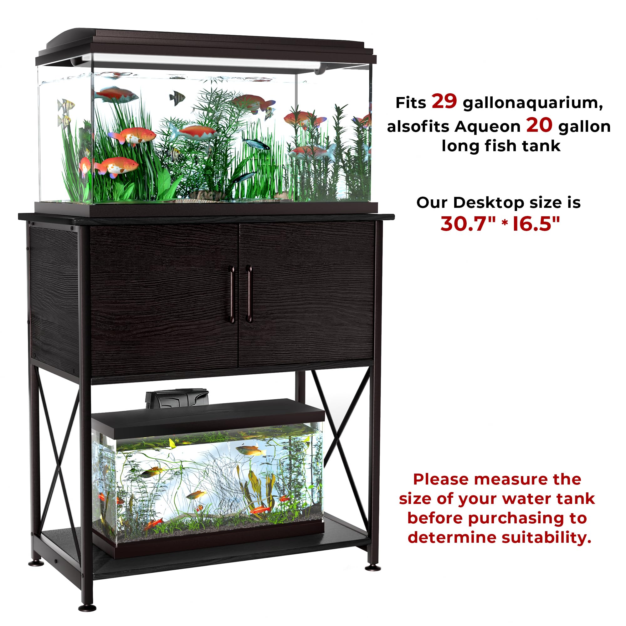 Herture two level design elevates tank for comfortable viewing