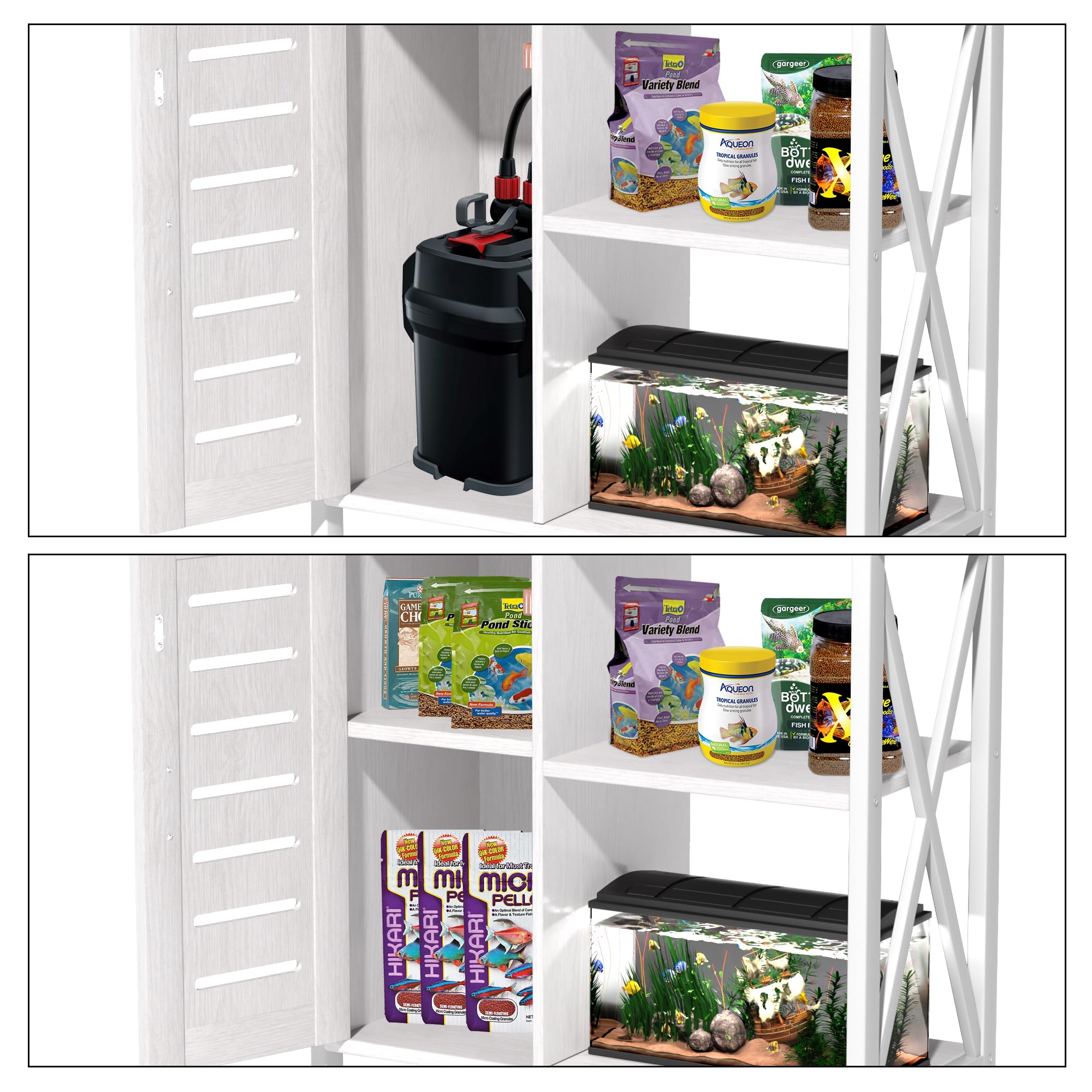 Herture fish tank stand front view emphasizes contemporary design that blends with decor.