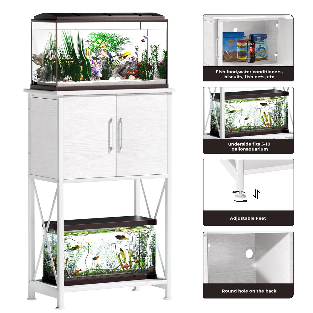 Herture fish tank stand storage cabinet interior keeps supplies organized
