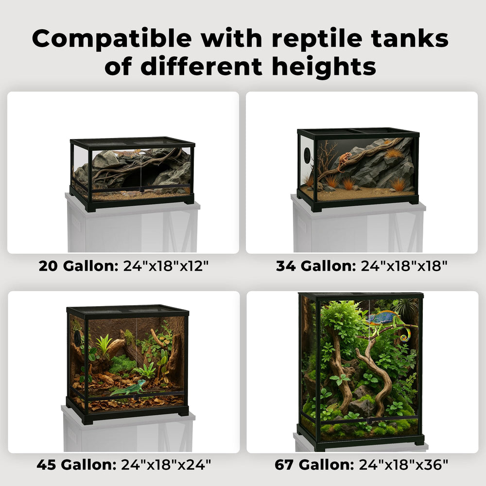 Herture reptile tank stand power outlet enables convenient lighting and heating setup