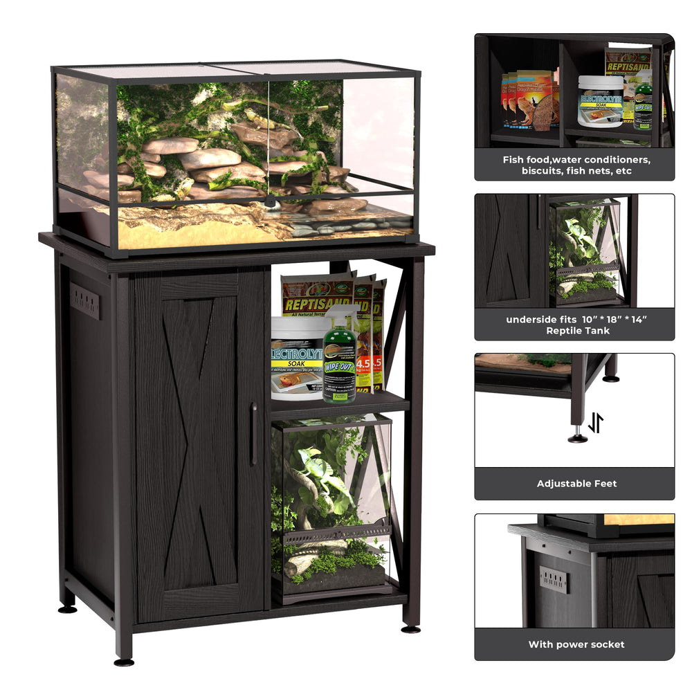 Herture reptile stand right-side space fits a smaller habitat for versatility