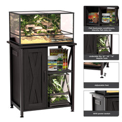 Herture reptile stand right-side space fits a smaller habitat for versatility