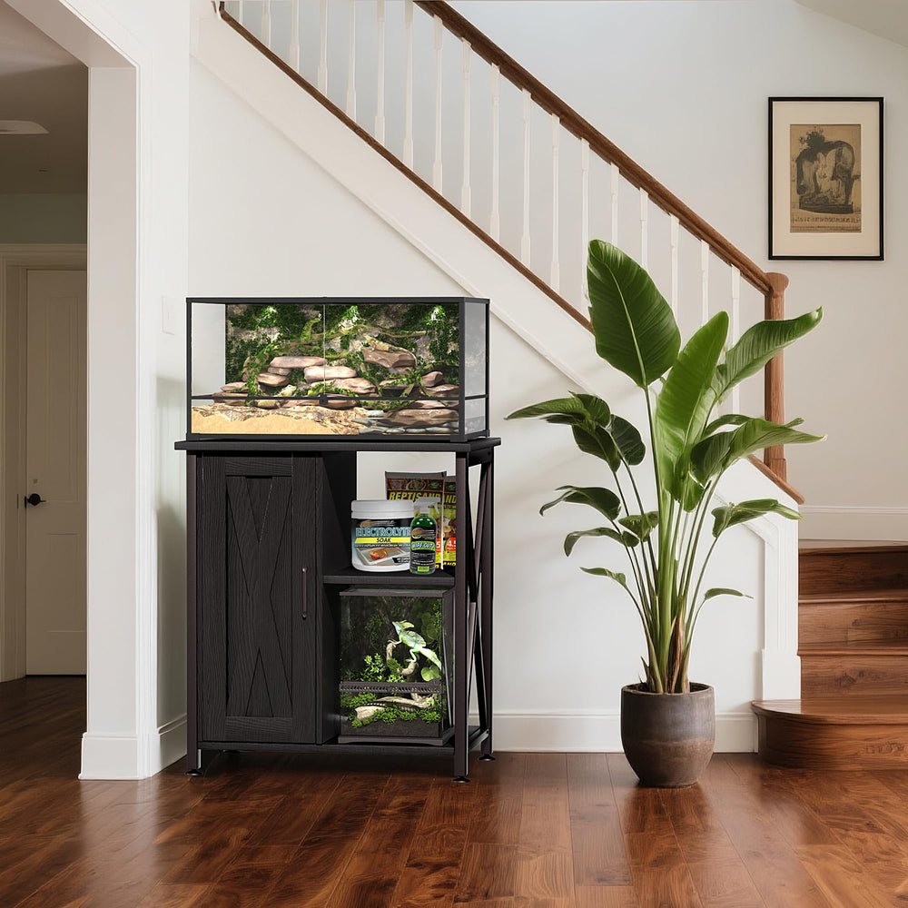 Herture reptile tank stand features sturdy iron frame for stability
