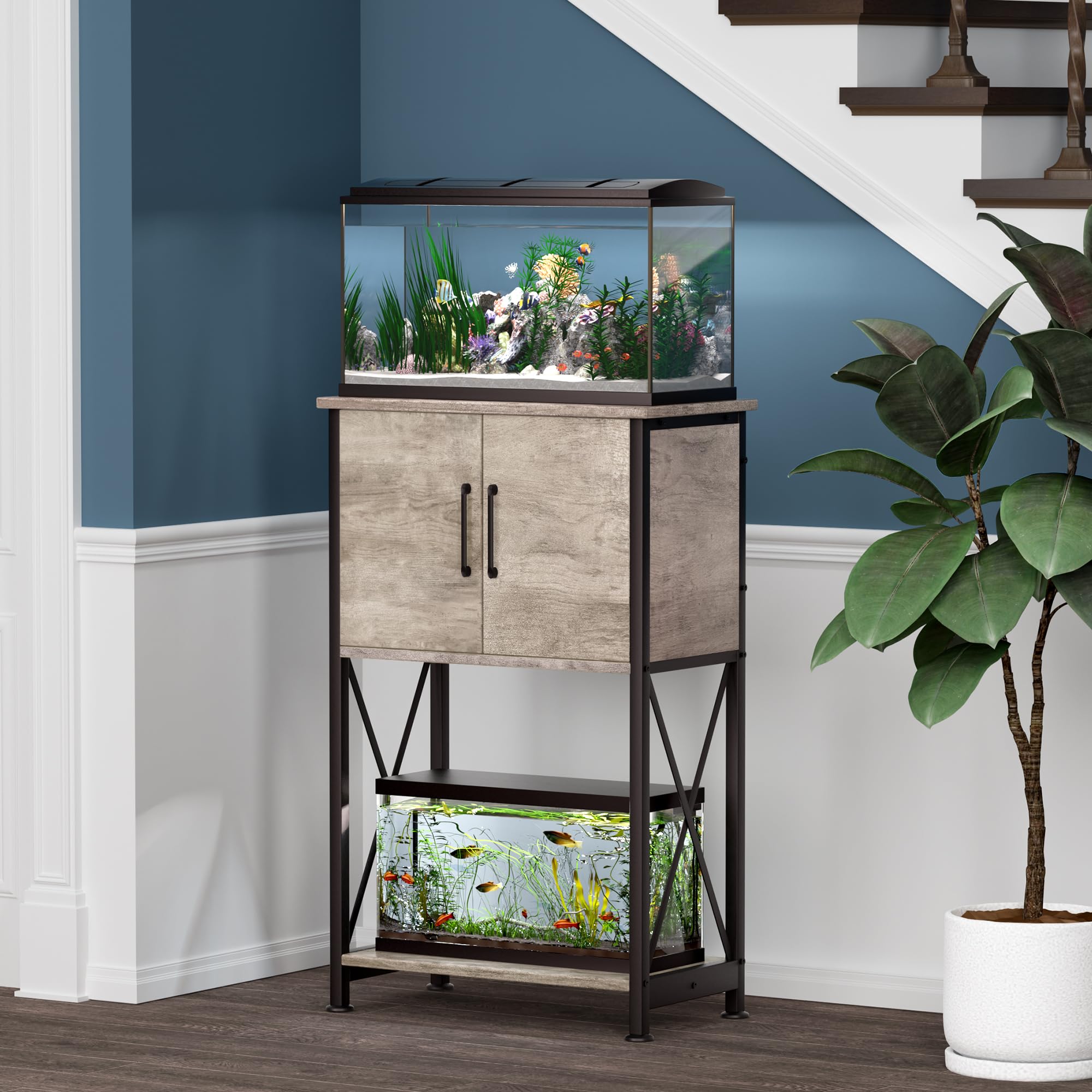 Herture stand with 20.5 by 11.02 inch tabletop for compact aquariums