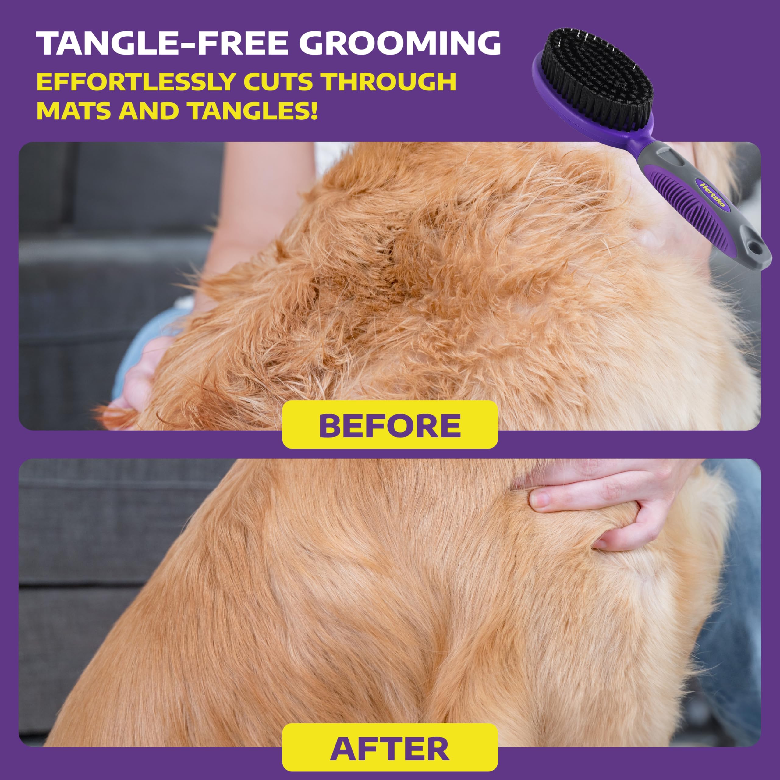 Hertzko Bristle Brush features a comfortable anti-slip grip for long brushing sessions
