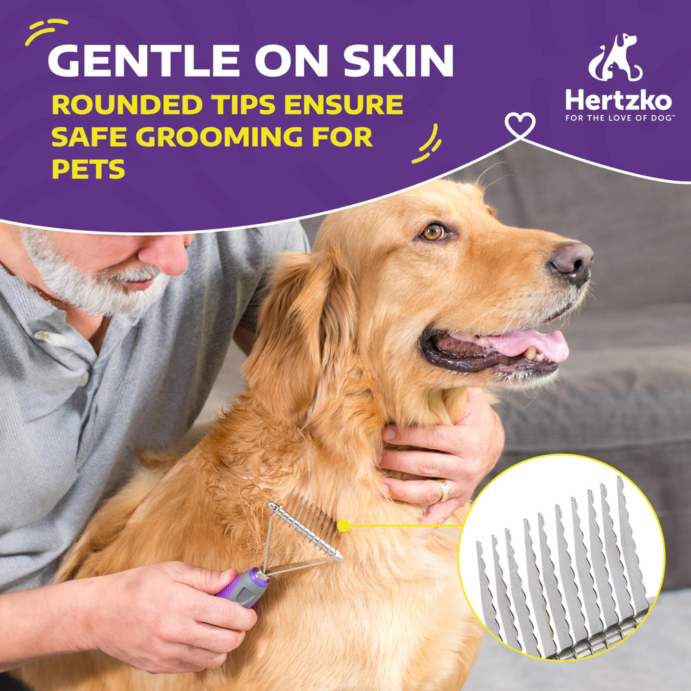 Hertzko dematting comb showing ergonomic handle for comfortable grooming sessions.