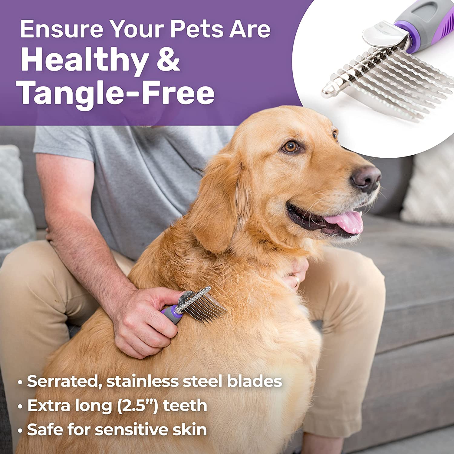 Hertzko dematting comb stainless steel design delivers durable grooming with easy cleaning