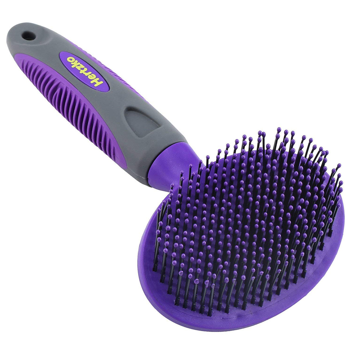 Hertzko dog brush close-up of soft-pin bristles for gentle fur removal