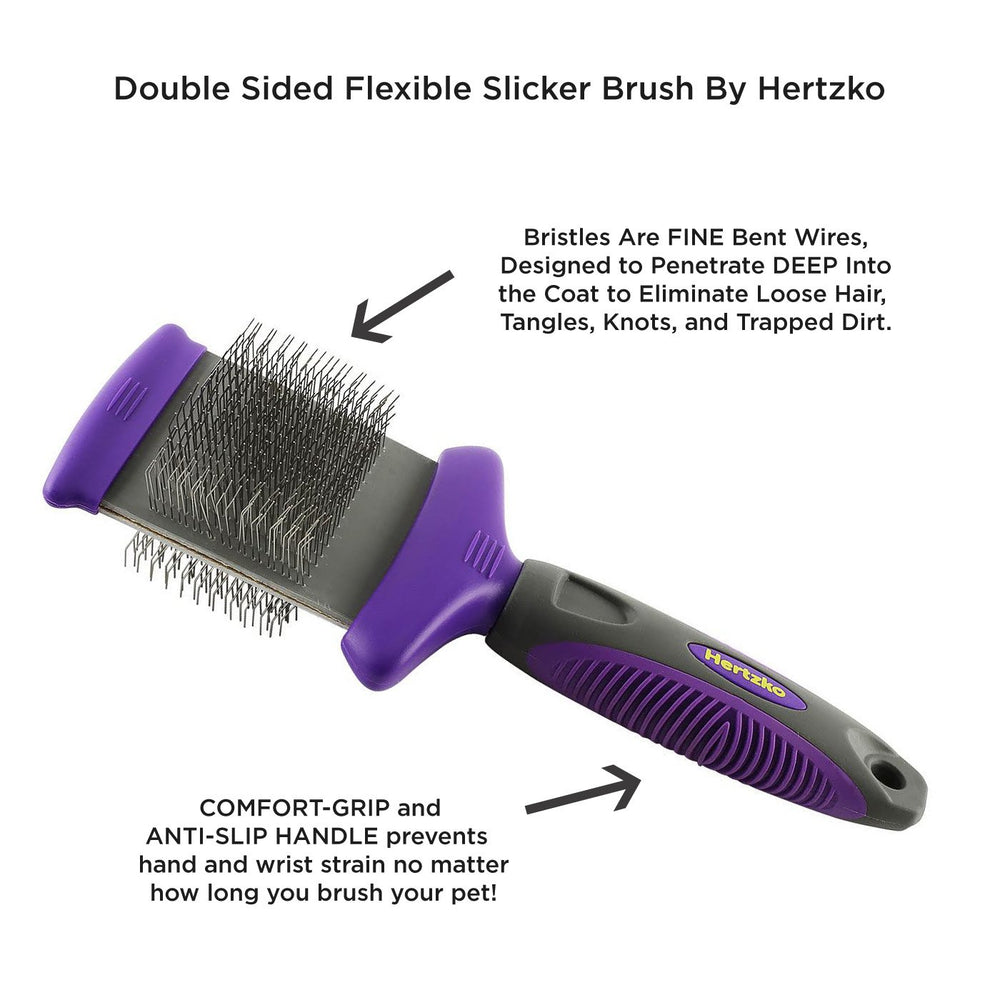 Hertzko brush action on a dog or cat demonstrates grooming and massage benefits