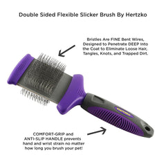Hertzko brush action on a dog or cat demonstrates grooming and massage benefits