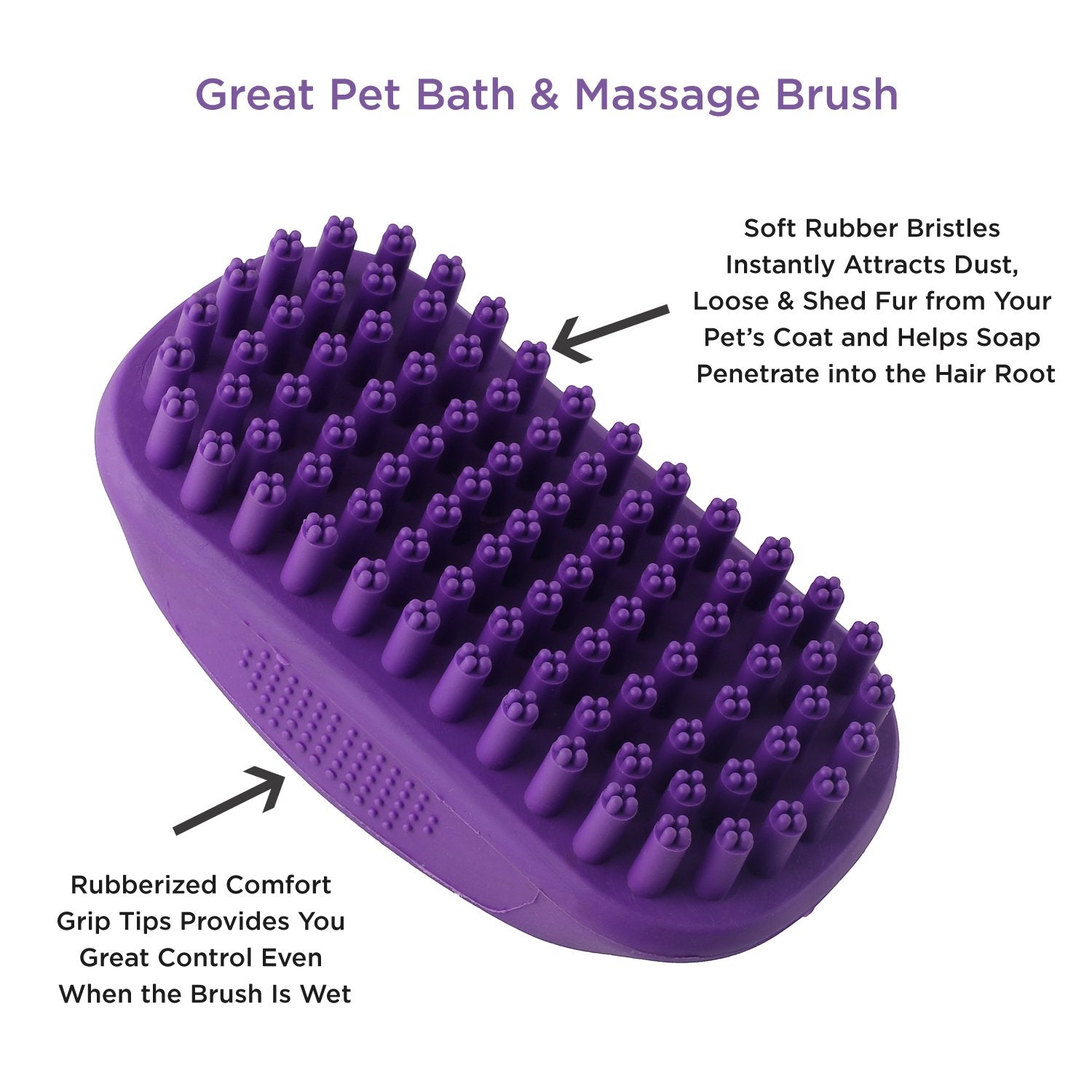 Hertzko Pet Bath Brush easy-clean design ready for next use.