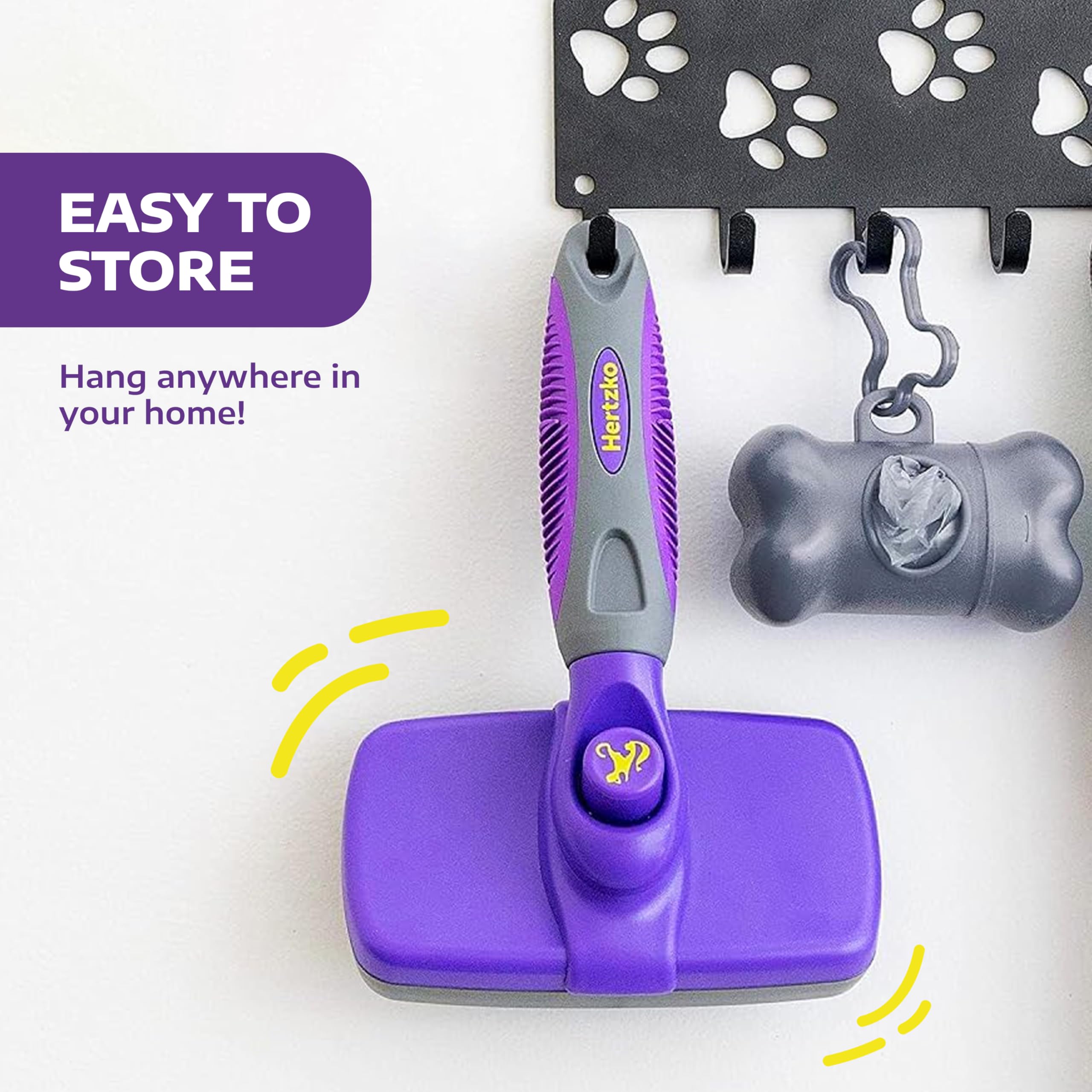 Hertzko retractable bristles release fur for quick cleanup.