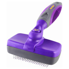 Hertzko self-cleaning slicker brush cat fur removal reduces shedding on furniture.