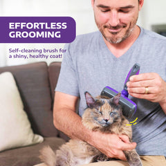 Hertzko slicker brush used on a cat for gentle grooming.