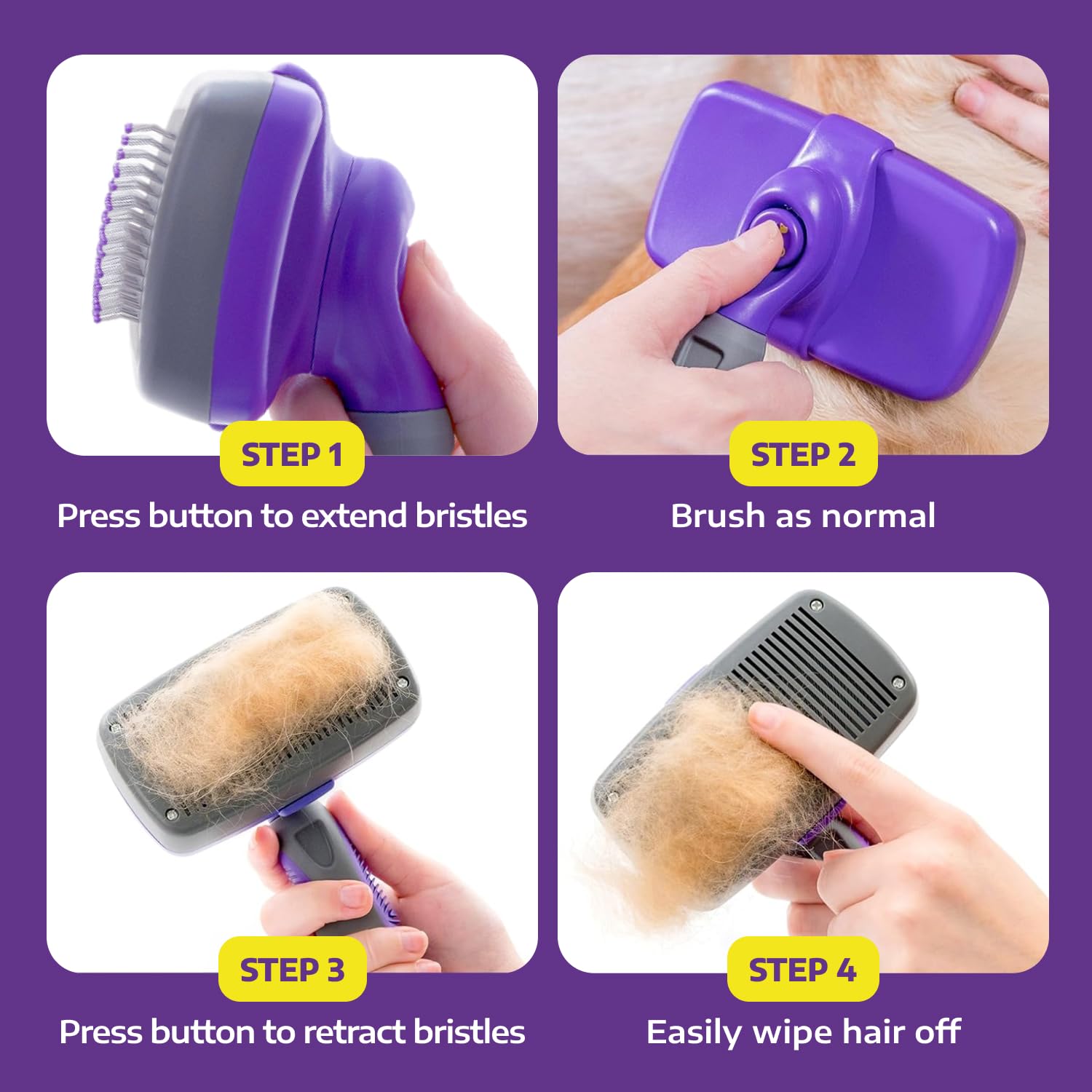 Hertzko self-cleaning slicker brush gentle grooming for sensitive skin.