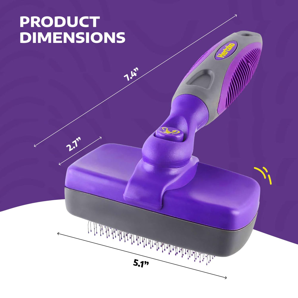 Hertzko self-cleaning slicker brush undercoat maintenance keeps long and short coats smooth.