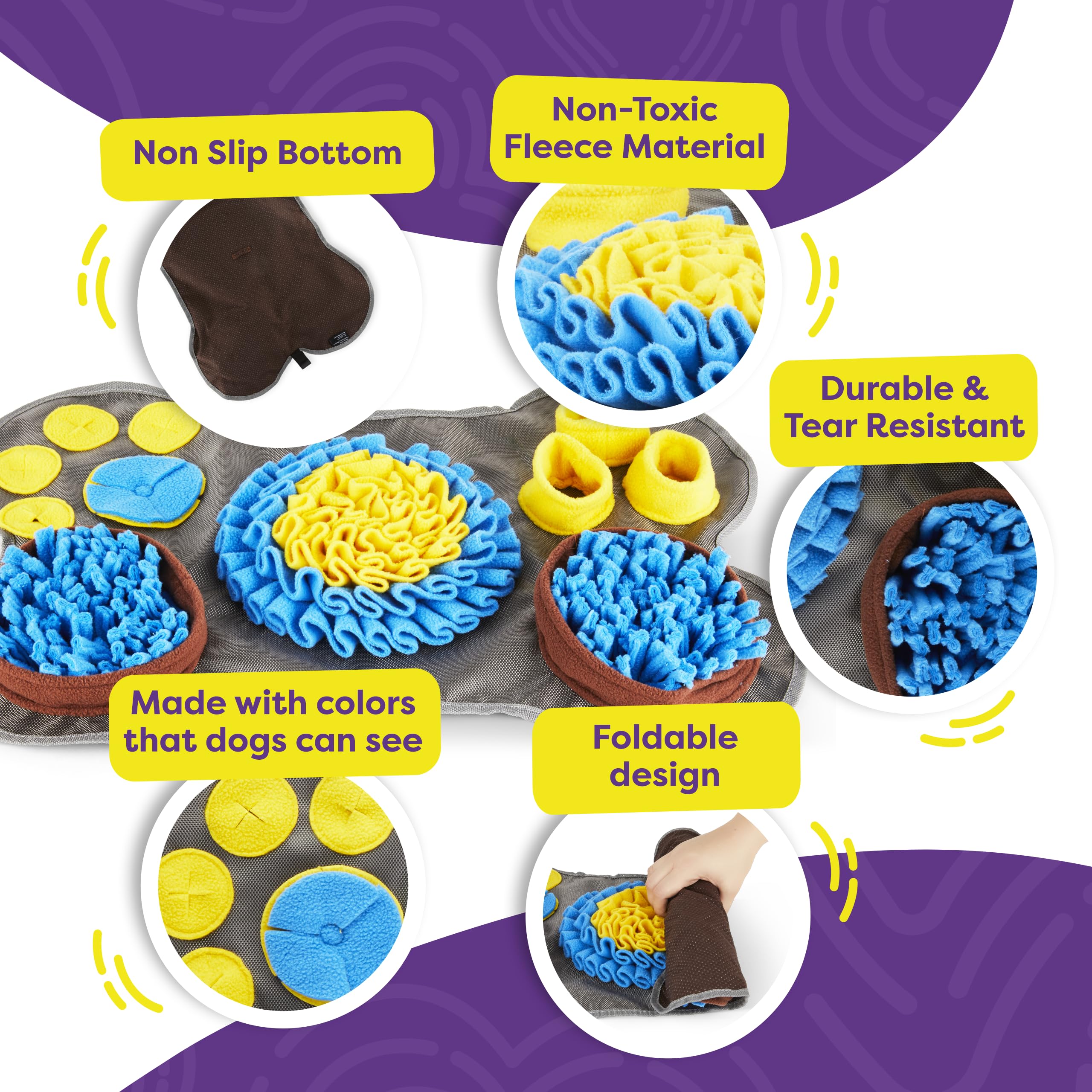 Hertzko snuffle mat with non-slip bottom stays secure during use.