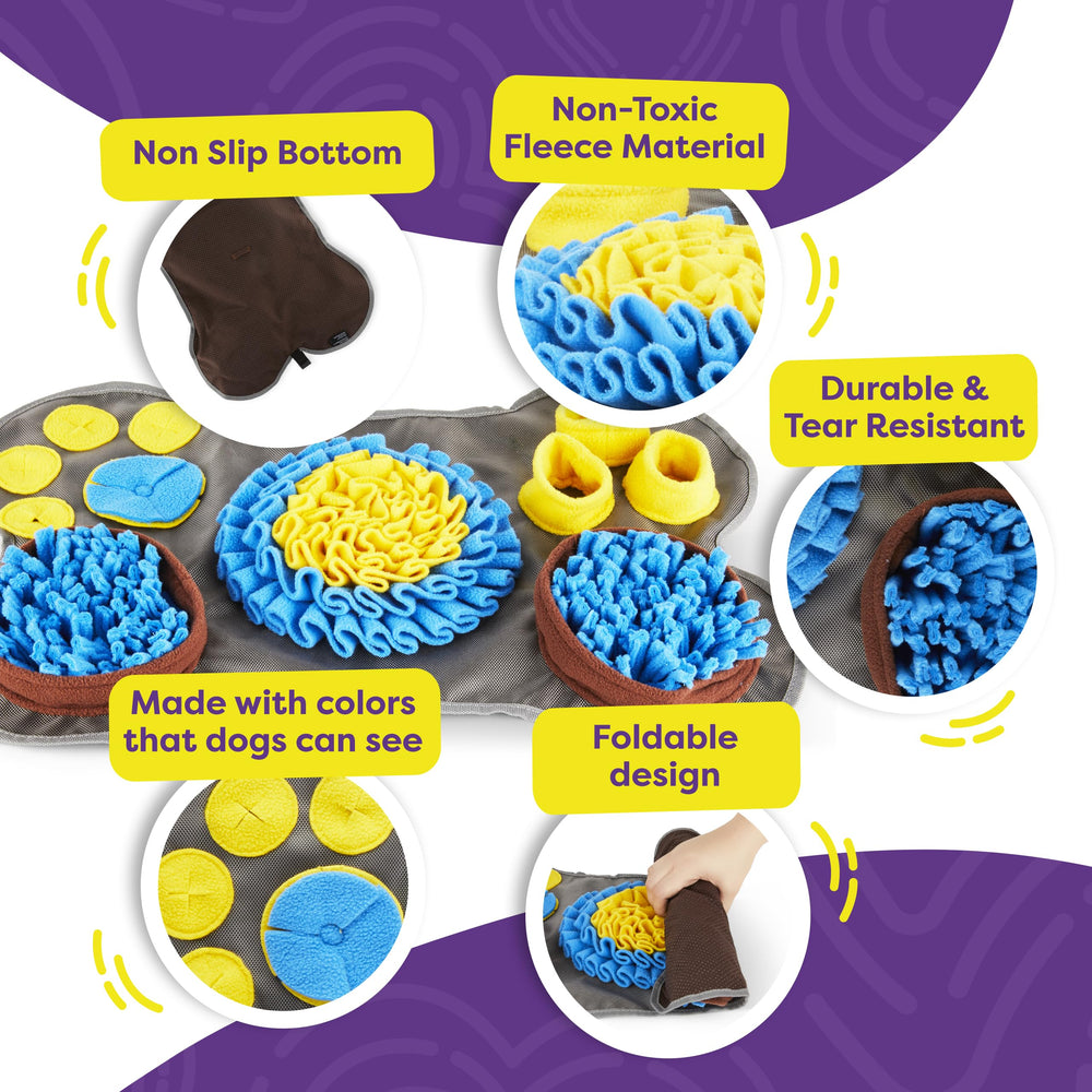 Hertzko snuffle mat with non-slip bottom stays secure during use.