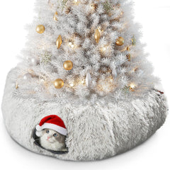 Hervimo Cat Tunnel Bed donut-assembled view shows cozy napping nook