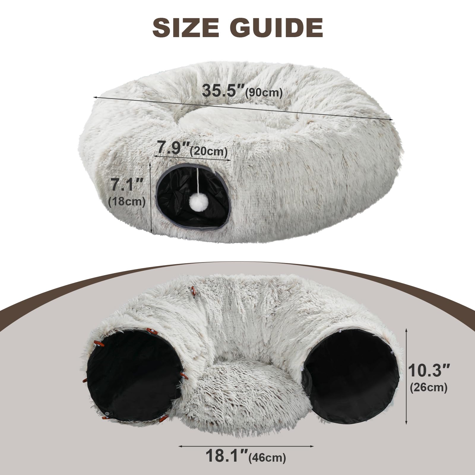 Hervimo Cat Tunnel Bed non-slip bottom ensures stability
