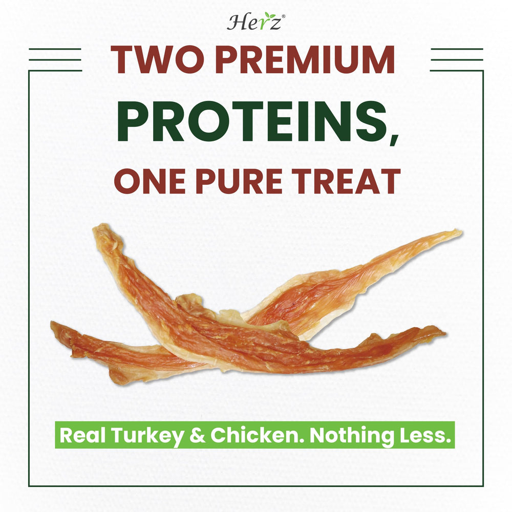 Herz Turkey Tendons packaging shot highlights USA-sourced ingredients and clean, additive-free promise.