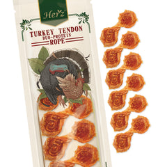 Herz turkey tendons rope chew for small dogs provides a long-lasting enrichment.