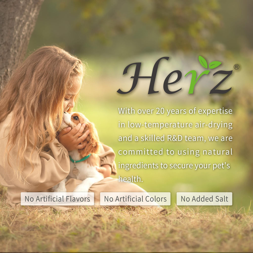 Herz ingredients list features venison, duck liver, and vegetables for balanced nutrition.
