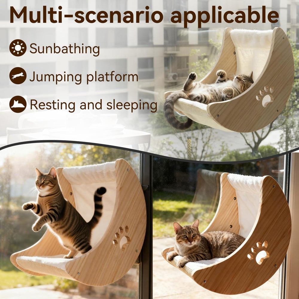 Heshenyqi cat window perch moon bed easy installation in minutes